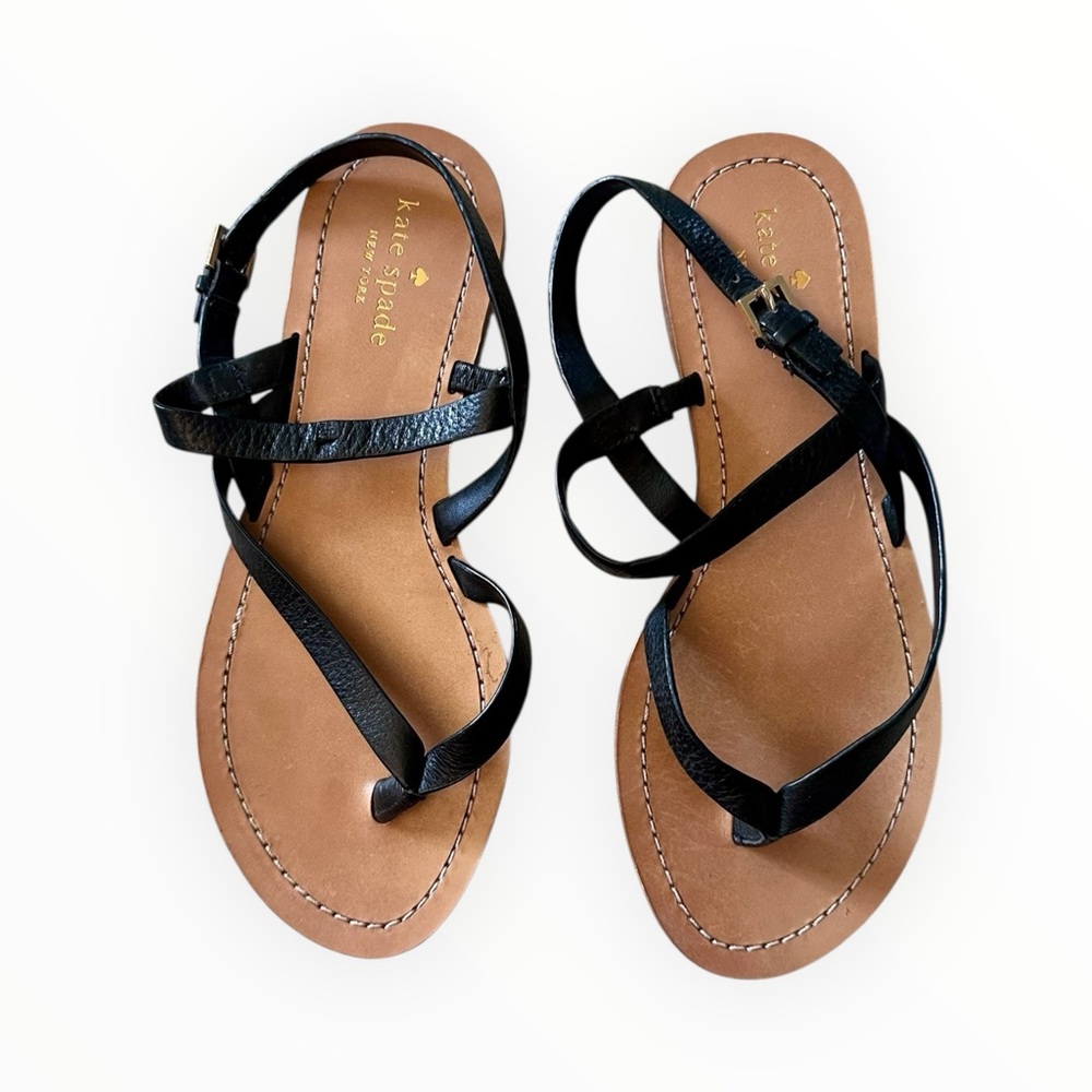 Kate Spade Black Leather Sandals View 2